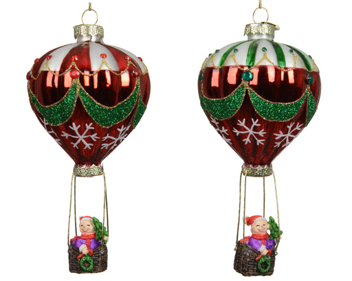Glass Christmas Decoration Balloon 7.5 cm – 2 Assorted Colours