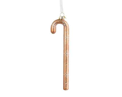 Glass Christmas Decoration Candy Cane Brown 21.2 cm