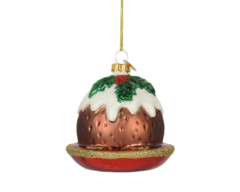 Glass Christmas Decoration Cake Red 7.6 cm