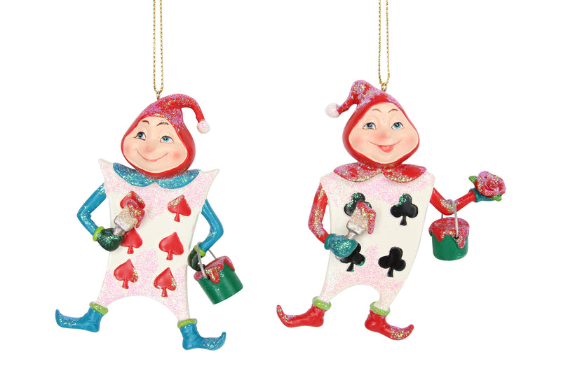 Playing Card Men resin hanging Christmas decorations, 2 assorted designs – Gisela Graham