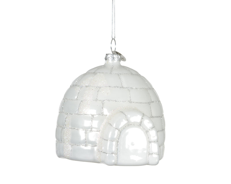 Glass Christmas Decoration Igloo Winter White