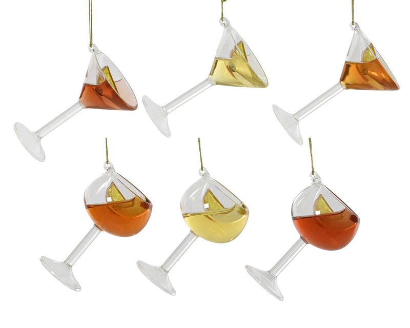 Glass Christmas Decoration Cocktail 7.2 cm – 6 Assorted Designs