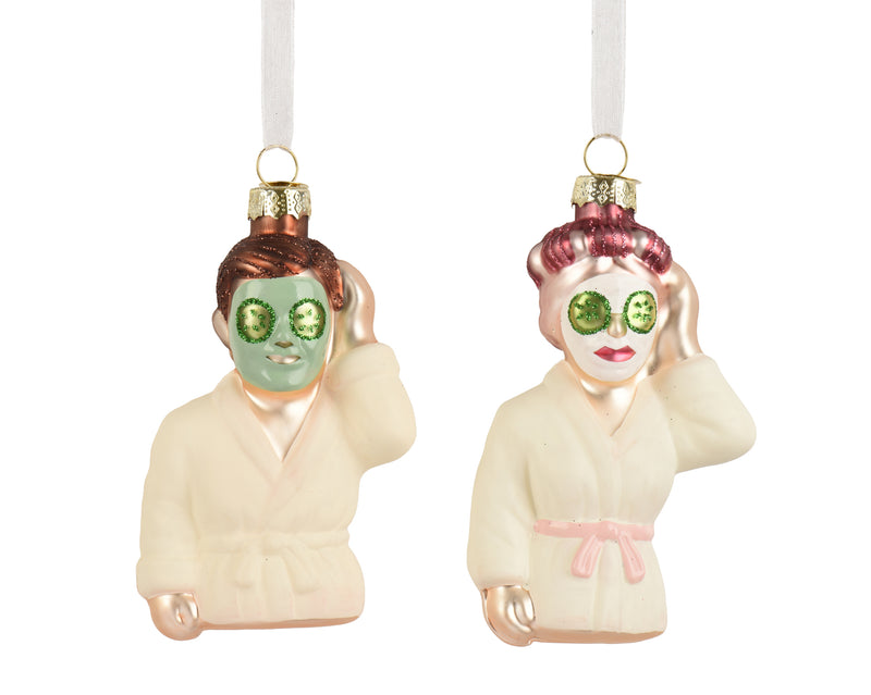 Glass Christmas Decoration Spa Character Multi 12.4 cm – 2 Assorted Designs