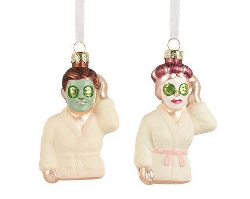Glass Christmas Decoration Spa Character Multi 12.4 cm – 2 Assorted Designs