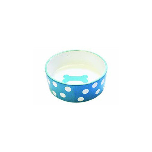 Polka Dot Pet Bowl Blue - Small