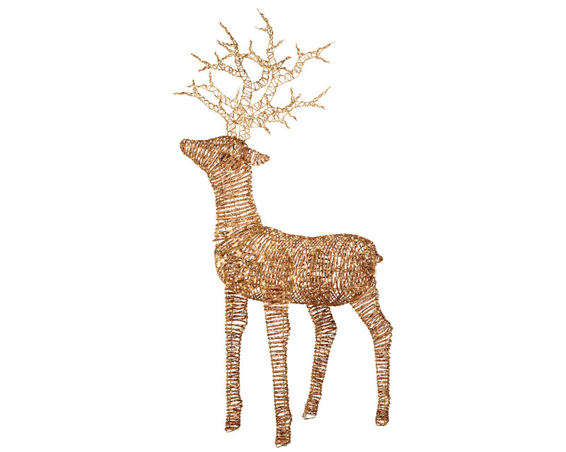 Lumineo Reindeer Standing Natural Wicker With 1320 Warm White Lights 138 x 107 x 180cm