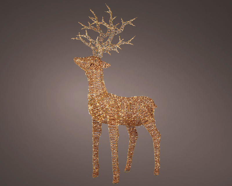Lumineo Reindeer Standing Natural Wicker With 1320 Warm White Lights 138 x 107 x 180cm