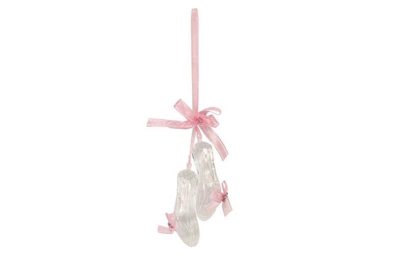 Clear acrylic ballet shoes with pink ribbon Christmas decoration – Gisela Graham