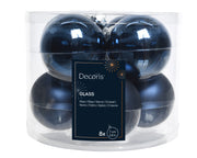 Night Blue Glass Christmas Baubles – 8-Piece Set – 7 cm