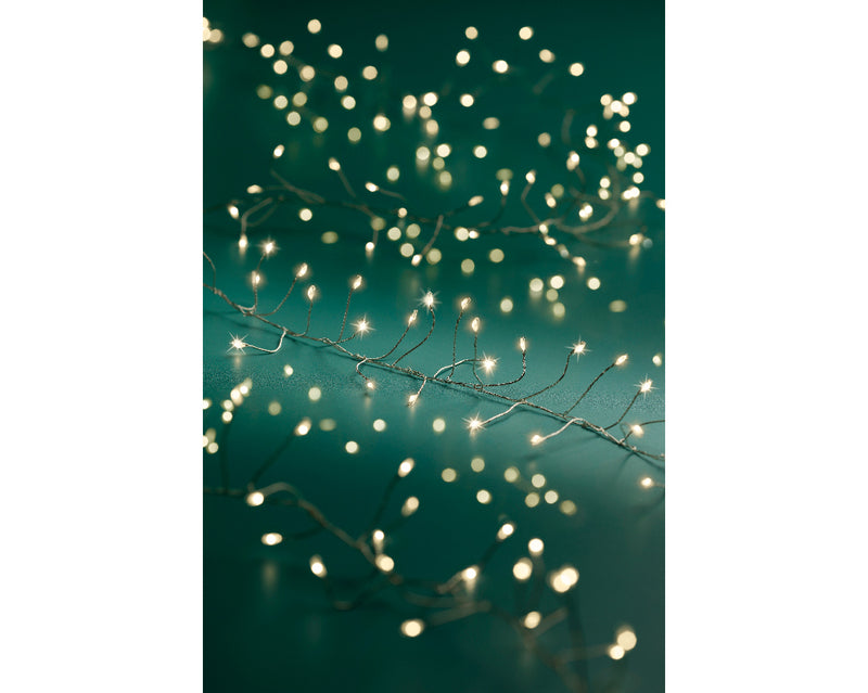 Lumineo Compact Twinkle 1440 Micro Wire Warm White Christmas Lights With Silver Cable 18m