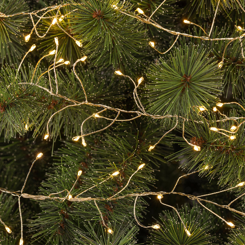 Lumineo Compact Twinkle 1440 Micro Wire Warm White Christmas Lights With Silver Cable 18m