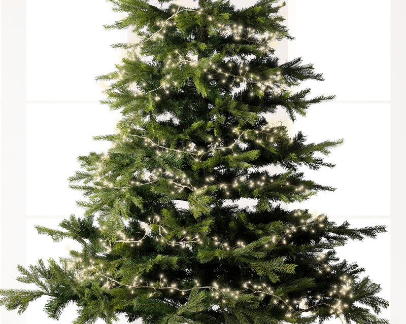 Lumineo Compact Twinkle 1440 Micro Wire Warm White Christmas Lights With Silver Cable 18m