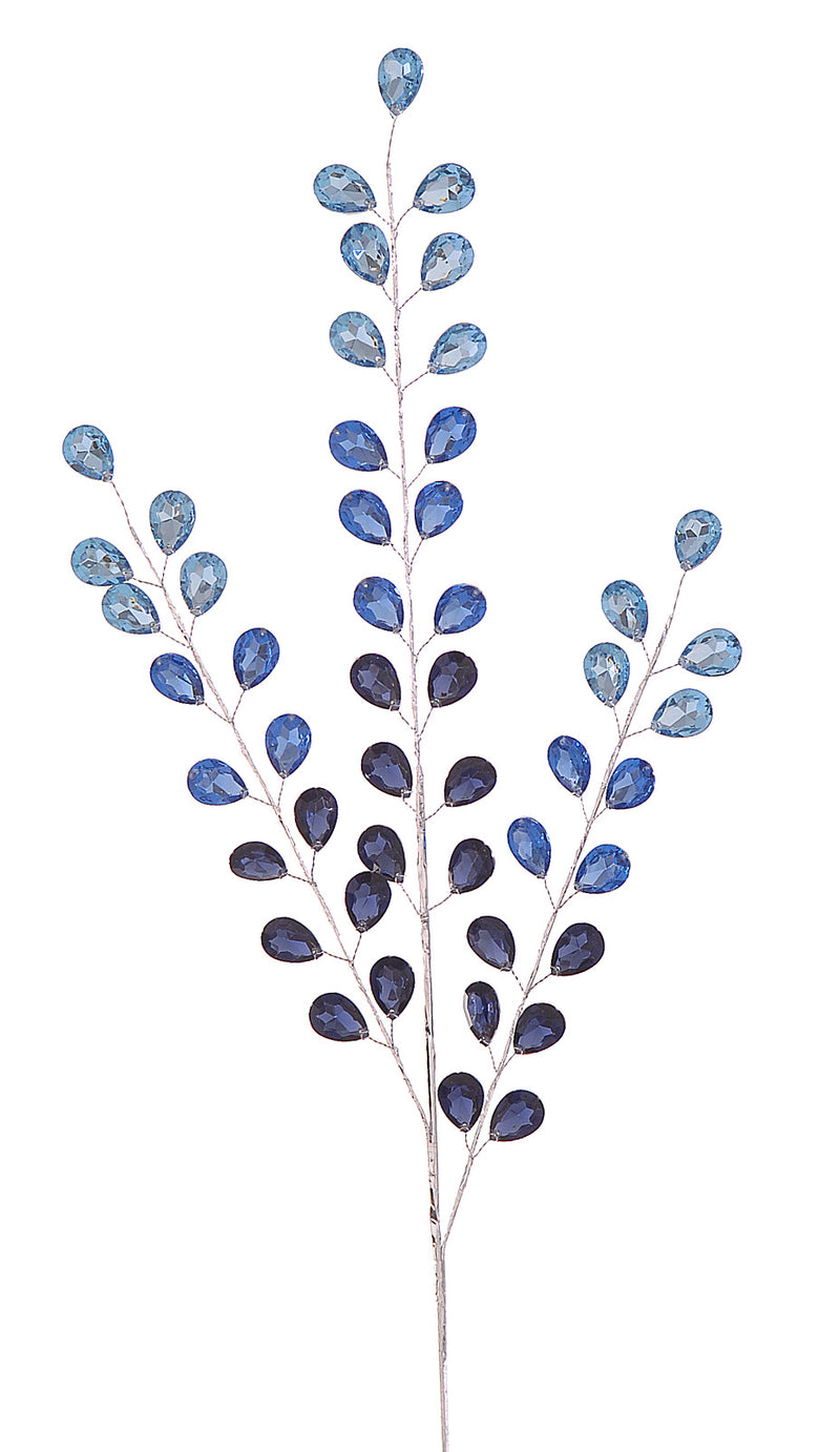 Christmas Branch With Beads Blue and Silver 83cm