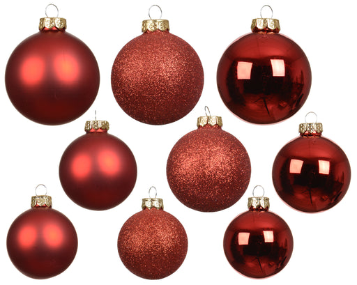 Christmas Red Glass Christmas Baubles – 21-Piece Set – 7 cm – alternate view