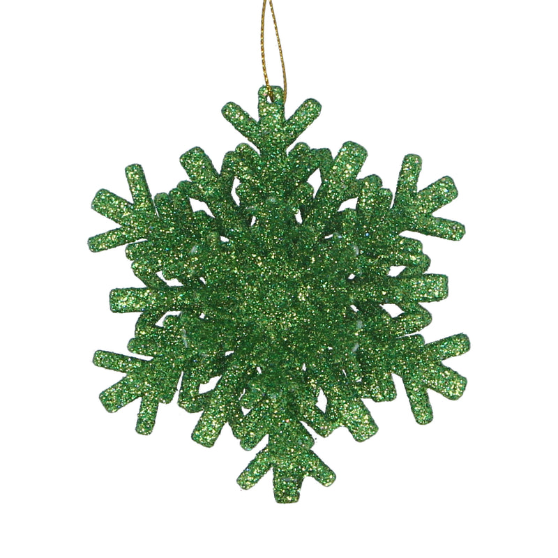 Green Glitter Layered Snowflake (10x10x5cm)