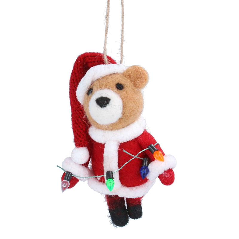 15398 Wool Santa Bear Lights Dec c25