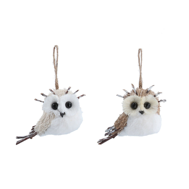 Christmas Decoration Woodland Bristle Owl 7cm (Sold individually)