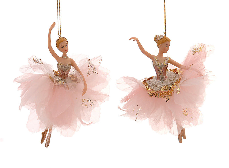 Christmas Hanging Decoration Pink Gold Ballerina 16cm (Sold individually)