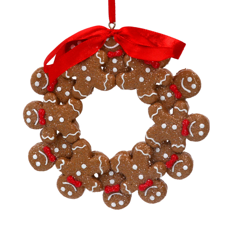 Gingerbread Wreath Hanging Christmas Decoration (11x11x1cm)