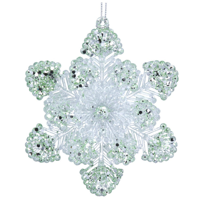 Pale green iridescent acrylic snowflake Christmas decoration – Gisela Graham