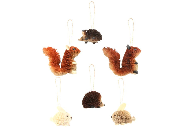 Bristle animal Christmas decorations, 6 assorted designs – Gisela Graham