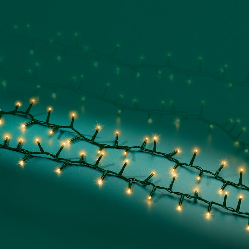 2000 Lumineo Compact Twinkle Soft Gold Christmas LIghts With Green Cable 45m