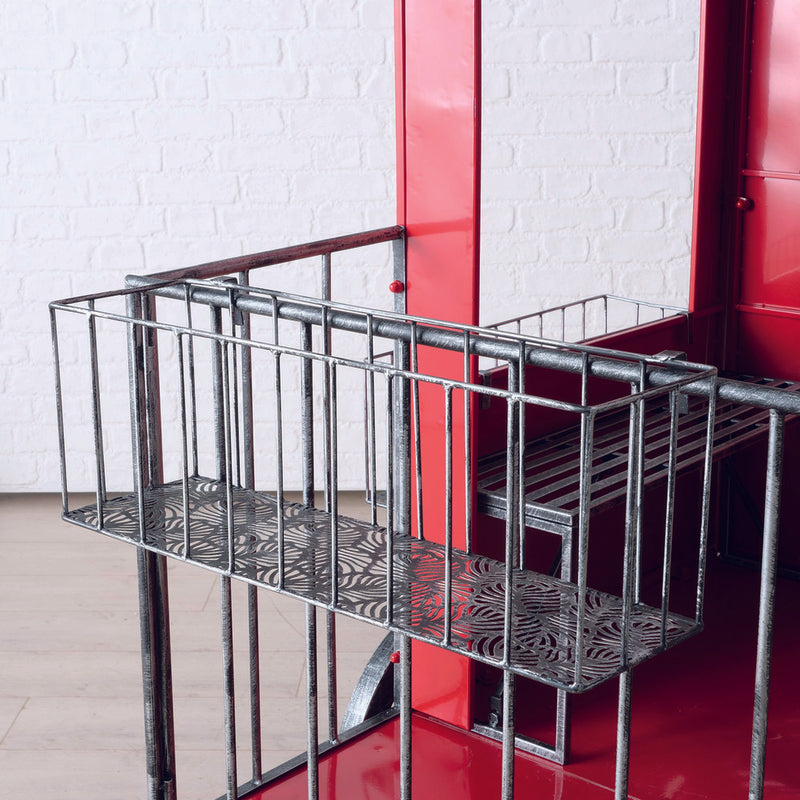 Christmas Train Iron Powder Coated Red (L 225 x W 165 x H 165cm)