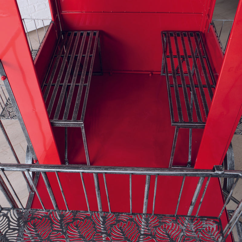 Christmas Train Iron Powder Coated Red (L 225 x W 165 x H 165cm)