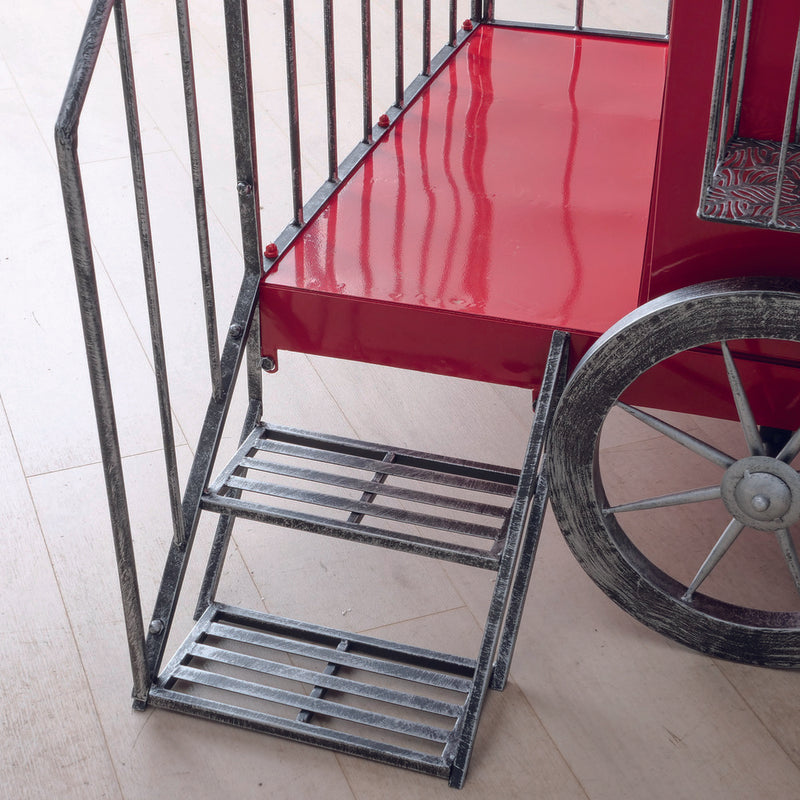 Christmas Train Iron Powder Coated Red (L 225 x W 165 x H 165cm)