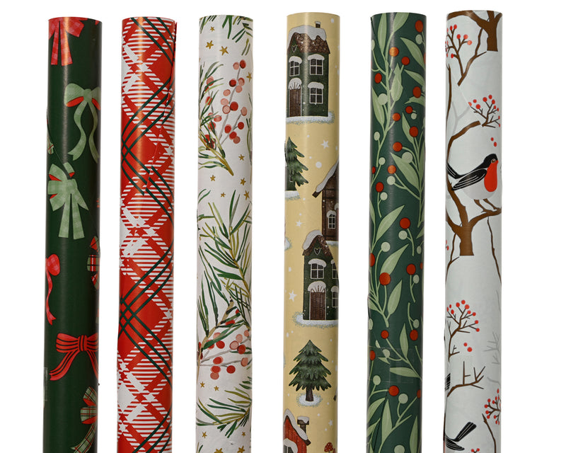 Gift Wrapping Paper Christmas Designs 200 × 70 cm – 6 Assorted Designs