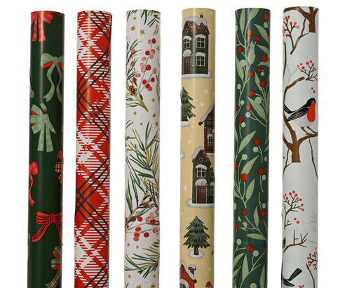 Gift Wrapping Paper Christmas Designs 200 × 70 cm – 6 Assorted Designs