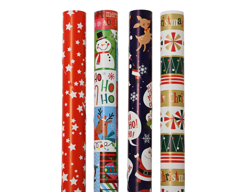 Christmas Gift Wrapping Paper Roll Designs 300 × 100 cm – 4 Assorted Designs