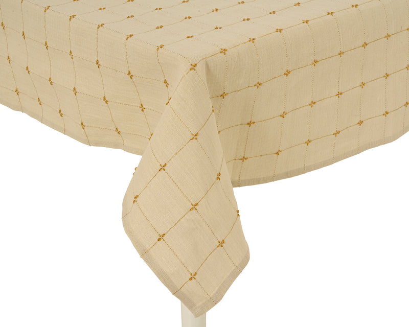 Tablecloth Brown 140 × 180 cm with Gold Lurex Stitching – alternate view