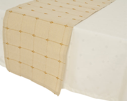 Table Runner 150 × 30 cm Brown Cotton with Gold Lurex Stitching – alternate view