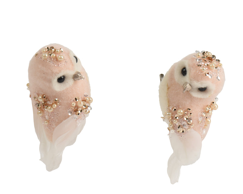 Owl Figure on Clip Blush Pink Wool 8 cm – 2 Assorted Designs