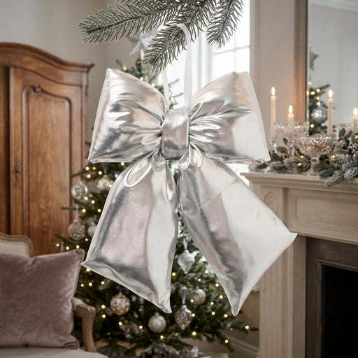 Silver Decorative Christmas Bow 30 cm