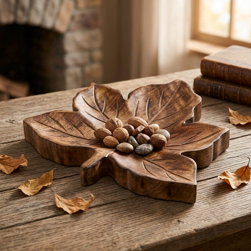 Mapla Brown Mango Wood Leaf Bowl