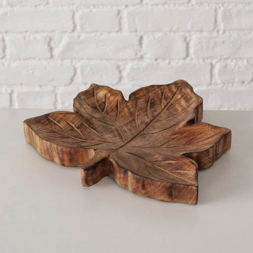 Mapla Brown Mango Wood Leaf Bowl