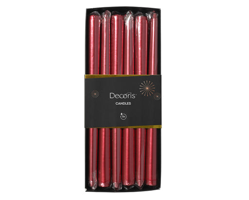 Dinner Candle Metallic Red 25 cm Paraffin Indoor – Pack of 12