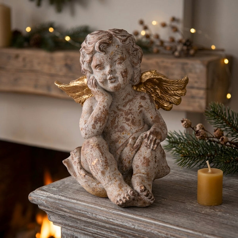 Brown & Gold Enrice Angel Figurine