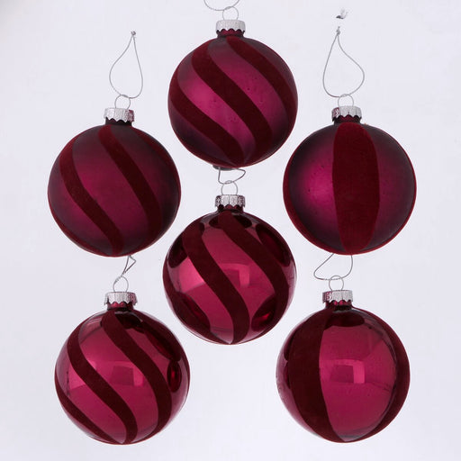 Roana Striped Glass Christmas Baubles - Assorted
