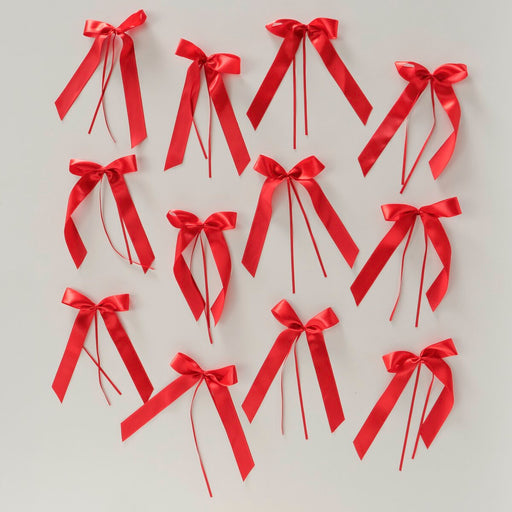 Red Decorative Christmas Bows 29 cm - Set of 12