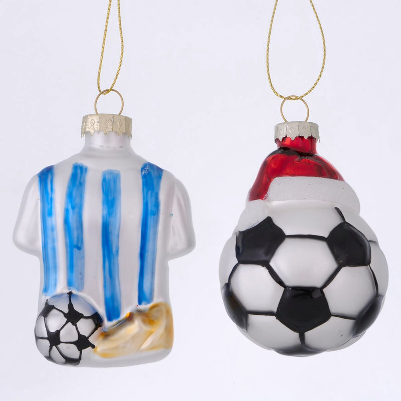 Football Glass Christmas Hangers - Assorted