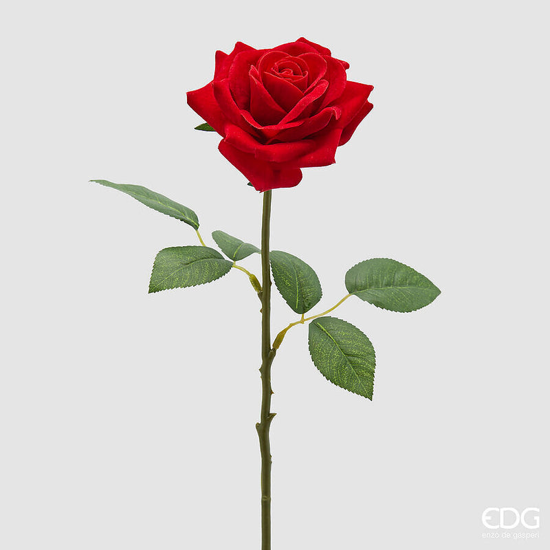 Artificial Red Velvet Rose Stem 50 cm