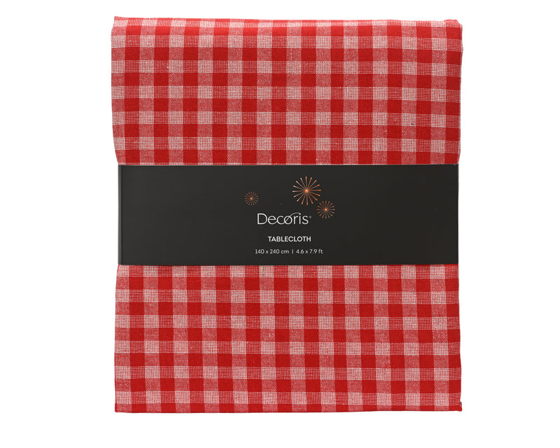 Tablecloth Red Check 140 × 240 cm with Lurex