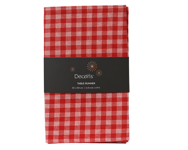 Table Runner Red Check 30 × 150 cm Cotton with Lurex