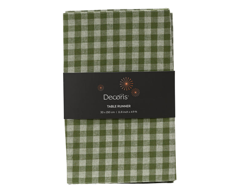 Table Runner Green Check 30 × 150 cm Cotton with Lurex