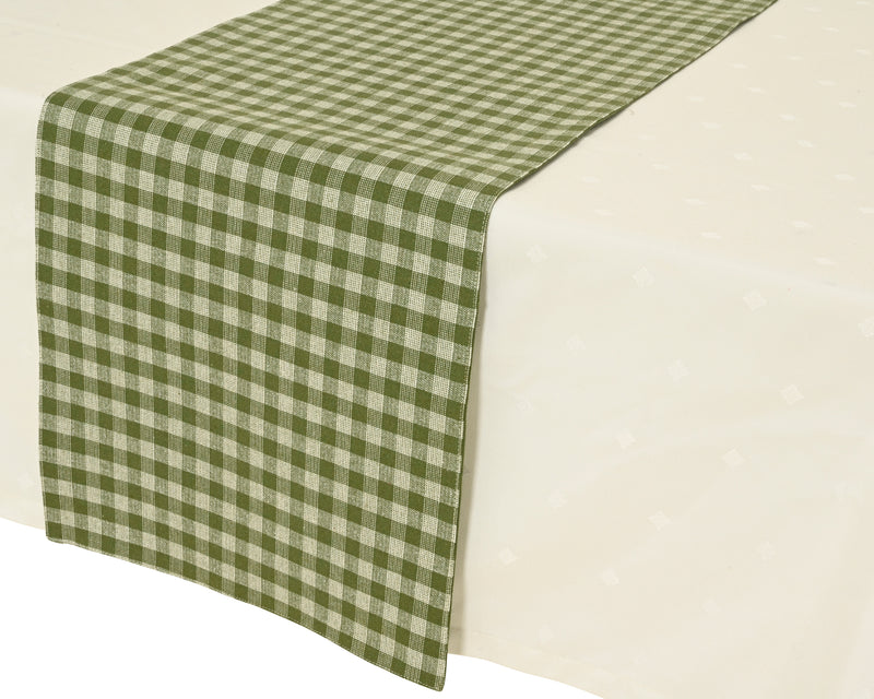 Table Runner Green Check 30 × 150 cm Cotton with Lurex