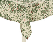 Tablecloth Rectangular 140 × 240 cm White with Mistletoe and Holly