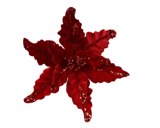 Christmas Flower on Wire 44 cm Christmas Red Velvet